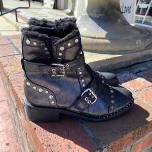 Sam Edelman pewter Moto boots size 10